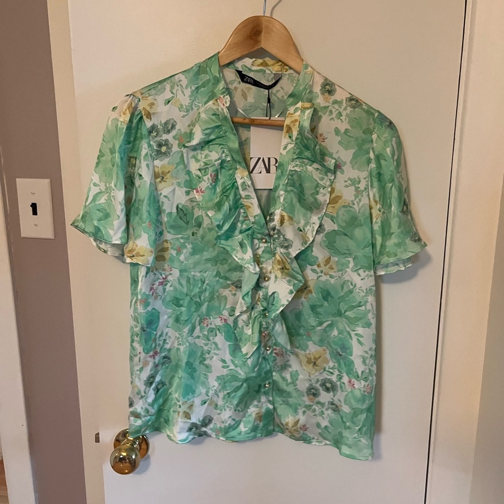 Ara Green Floral Women's Blouse